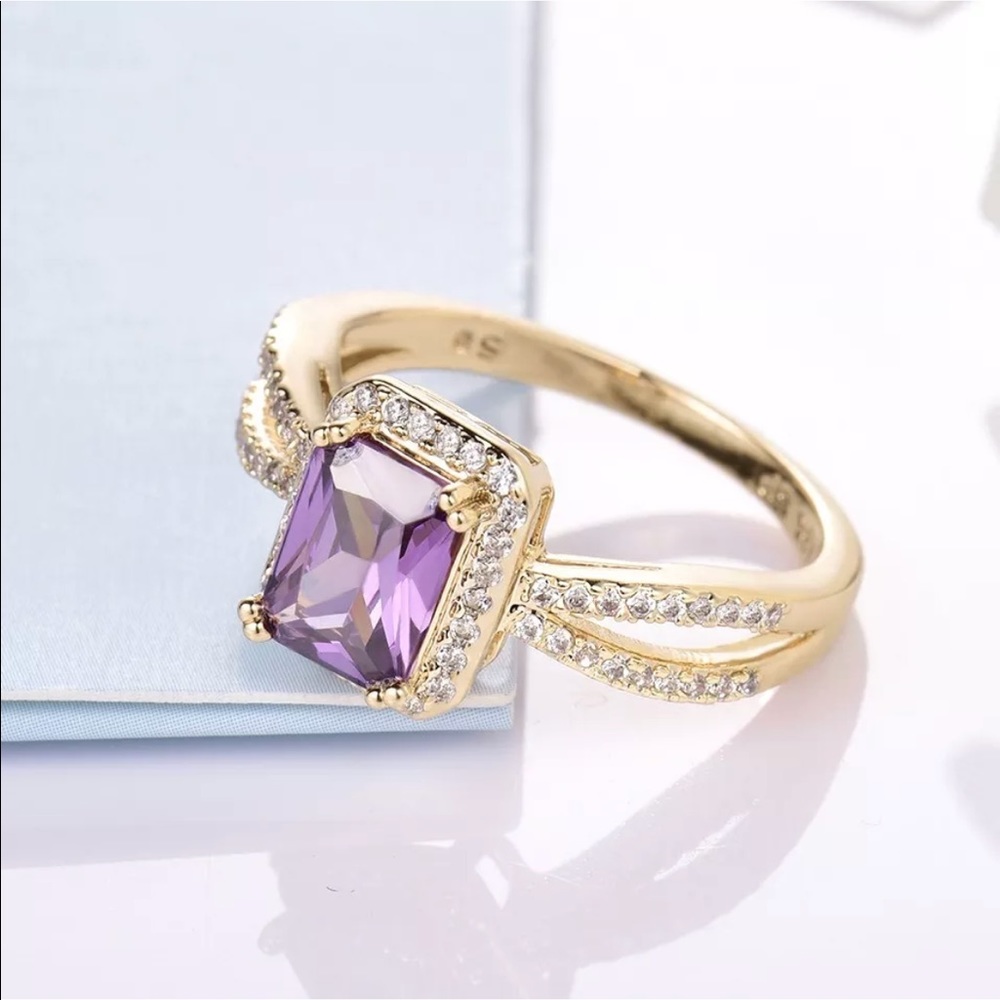 🎉Size 9 left ! –18k amethyst sapphire ring - Picture 2 of 5